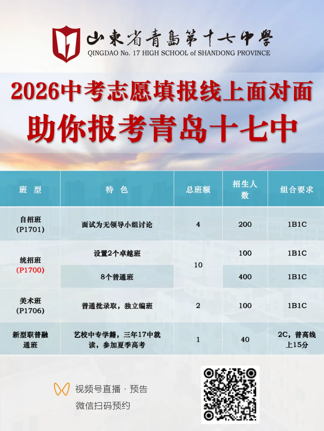 【17中•中考资讯】直播预约!明晚19:00,青岛十七中2026年中考志愿填报指导专场答疑 第6张