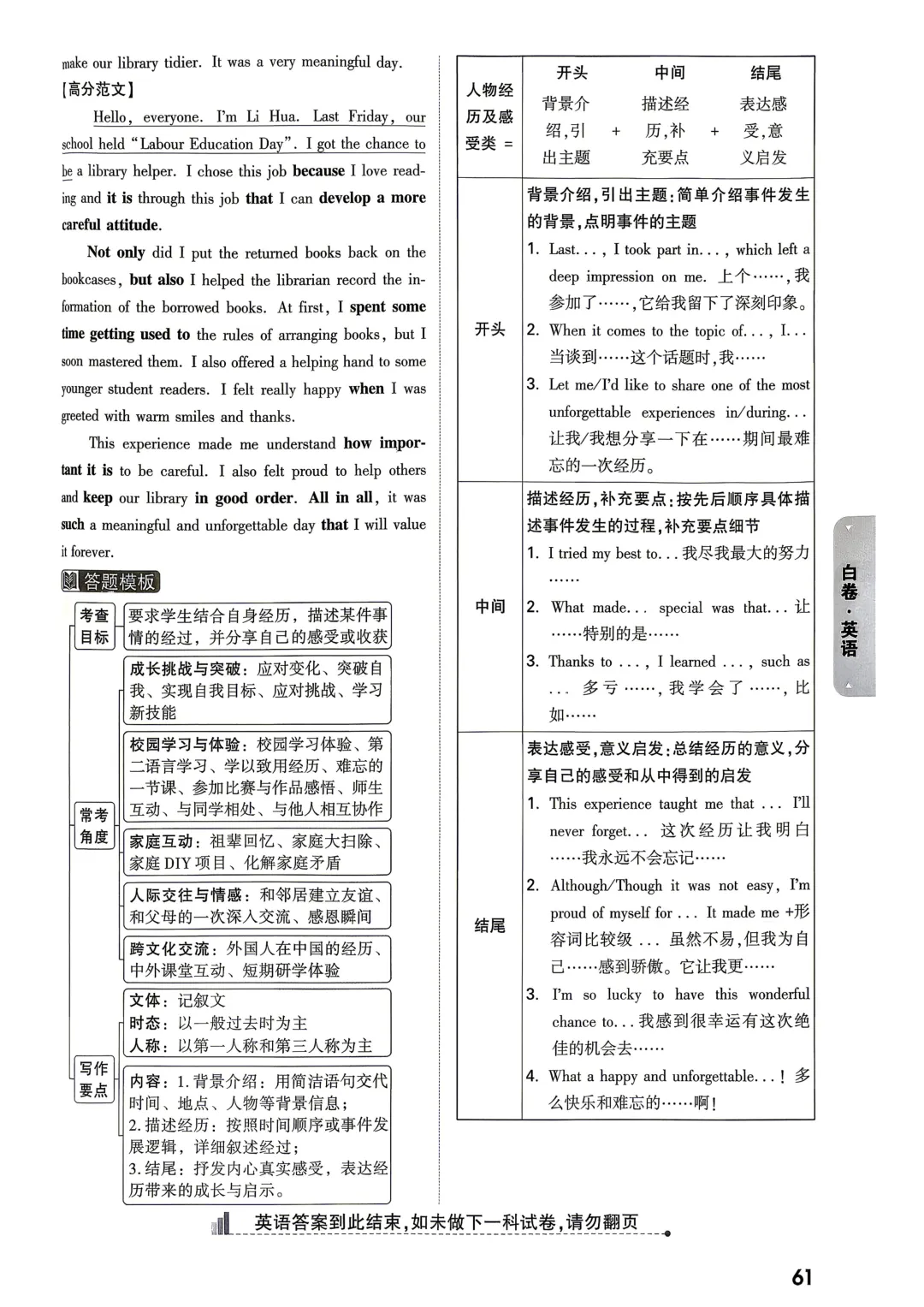 2026中考万唯白卷英语 第15张
