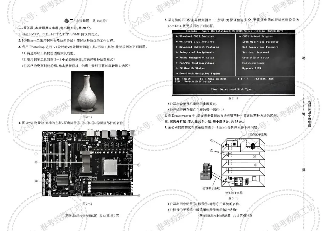 2022年山东春考理论真题回忆版【网络技术类】 第4张