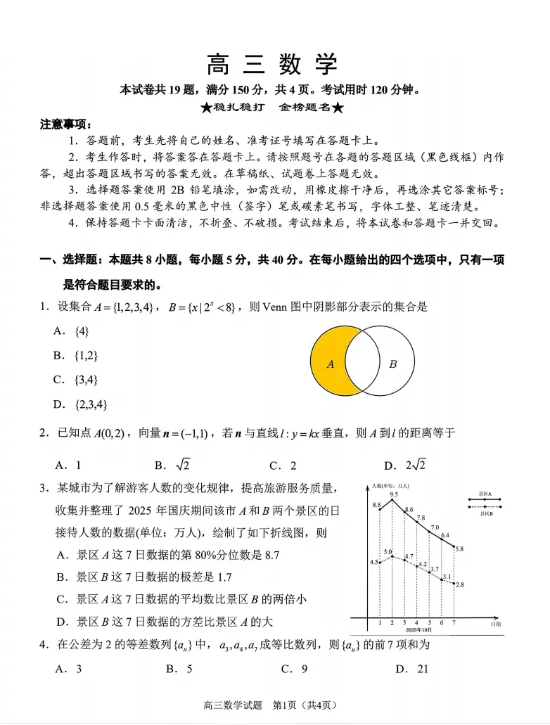 福建泉州市2026届高三下学期5月模拟考试数学试卷 第1张