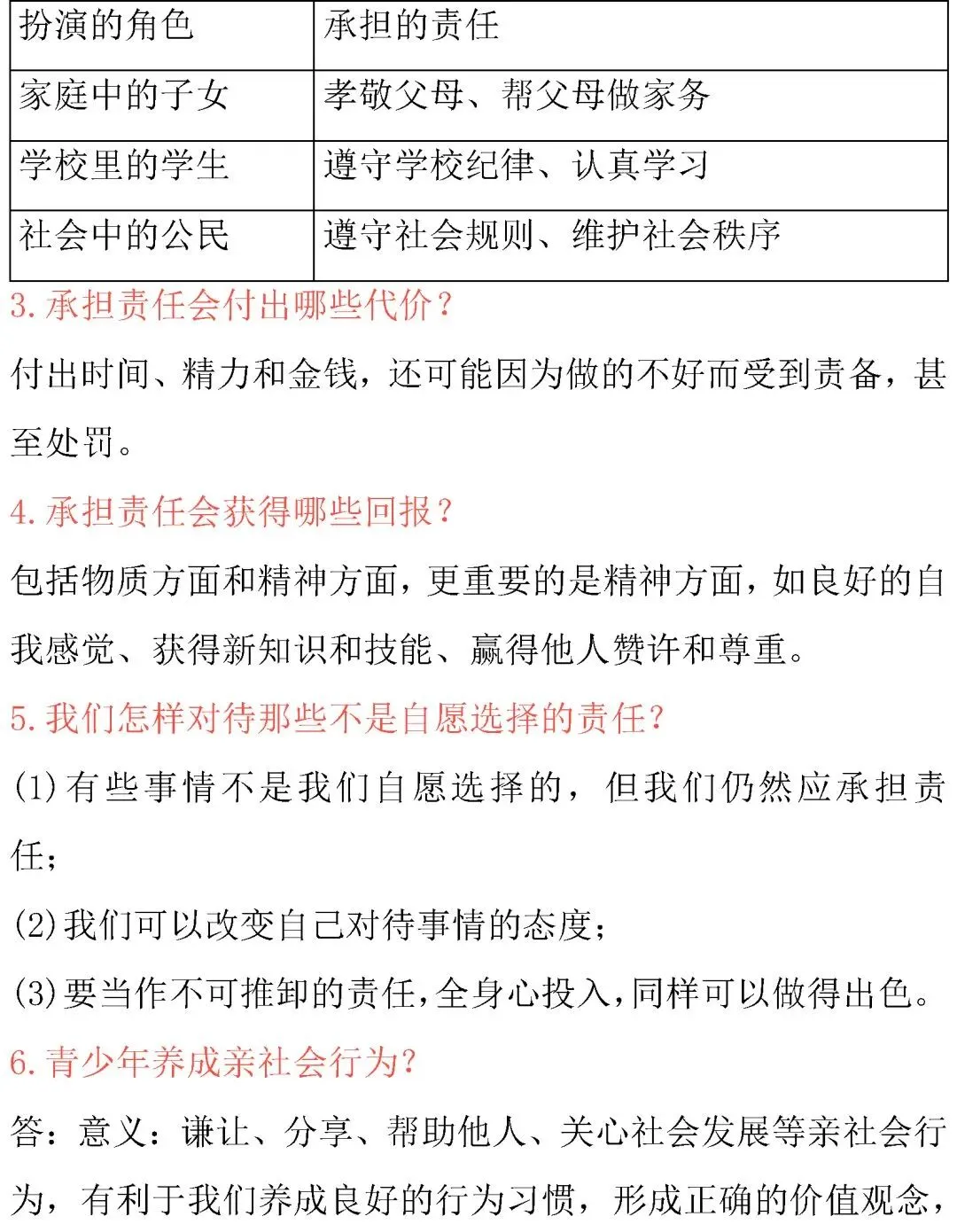 初中道德与法治 | 中考道德与法治核心考点内容整理 第29张