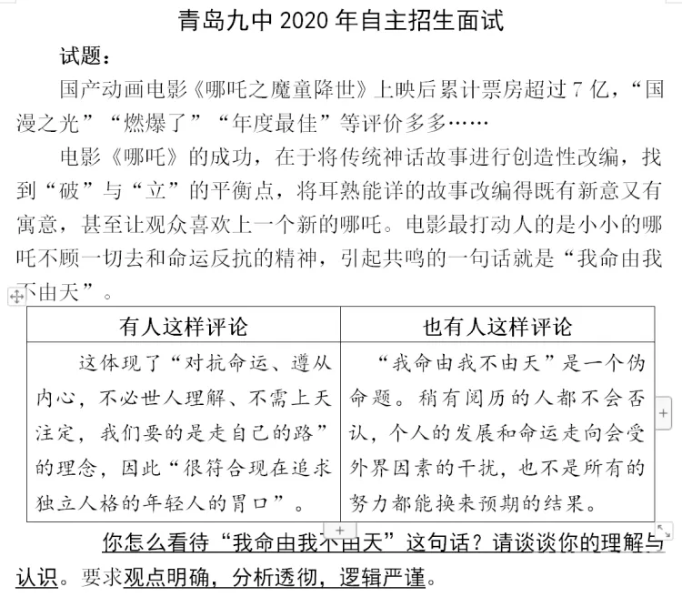 青岛中考!各高中自招面试真题汇总 第13张