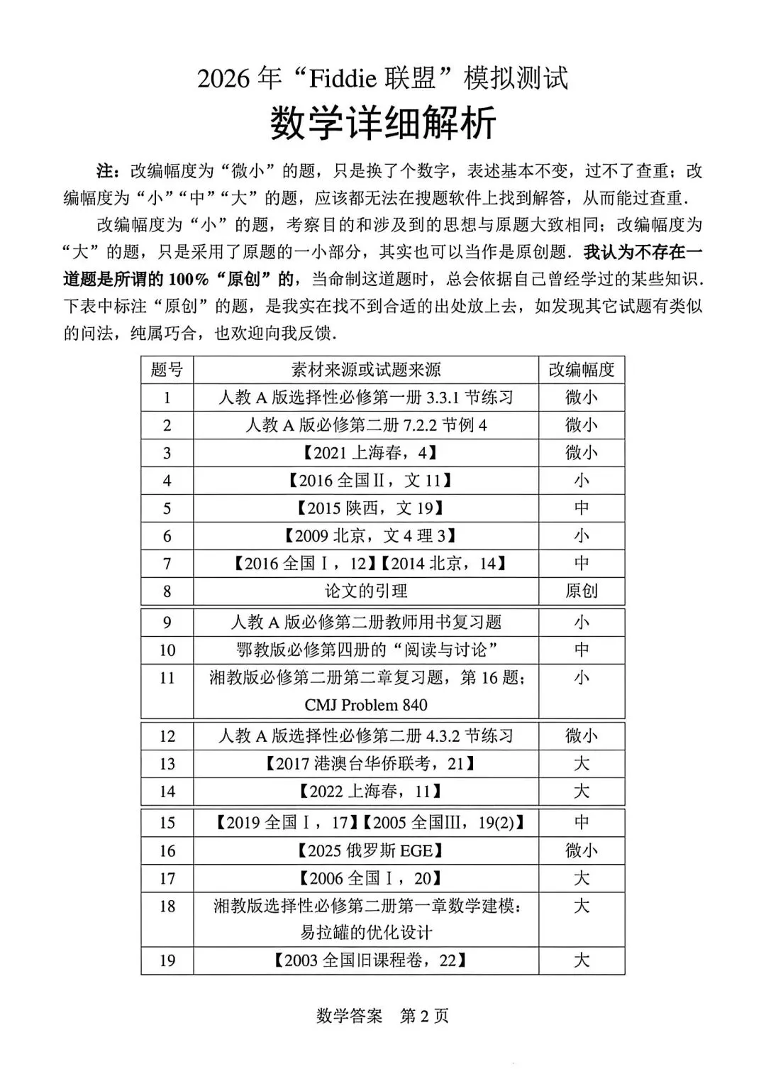 【高三】202605Fiddie联盟模拟考试数学试题 第6张