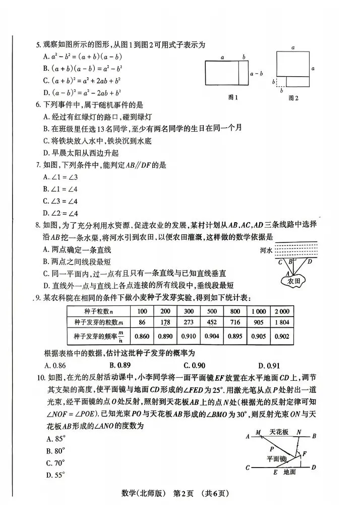 晋文源 26七下期中全科试卷+答案 第13张