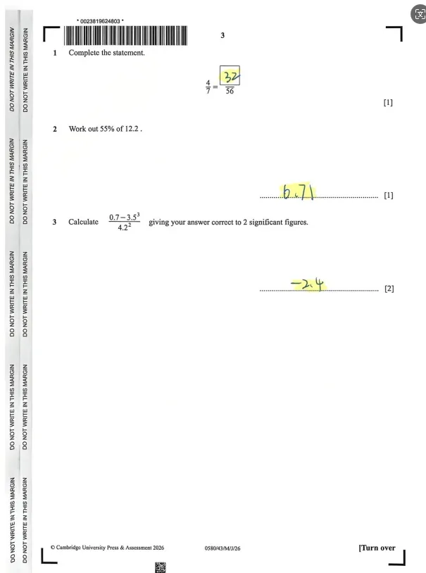 2026夏季大考IGCSE真题!IGCSE 0580中国区paper43真题+答案,高清完整版加详细解析 第1张 2026夏季大考IGCSE真题!IGCSE 0580中国区paper43真题+答案,高清完整版加详细解析 第1张