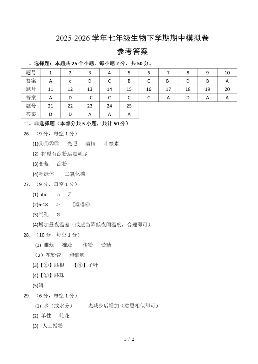 期中真题|山东省济南市长清区2025-2026学年七年级下期中考试卷汇总 第11张