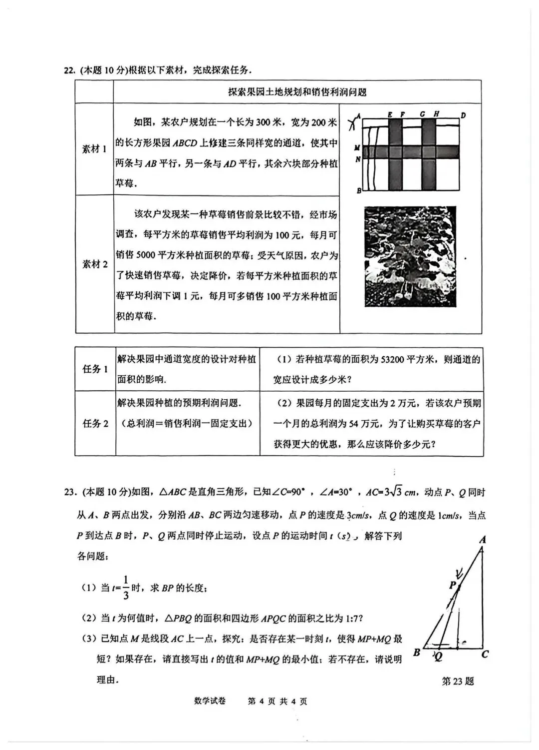2026龙湾实验中学八下数学期中试卷 第4张