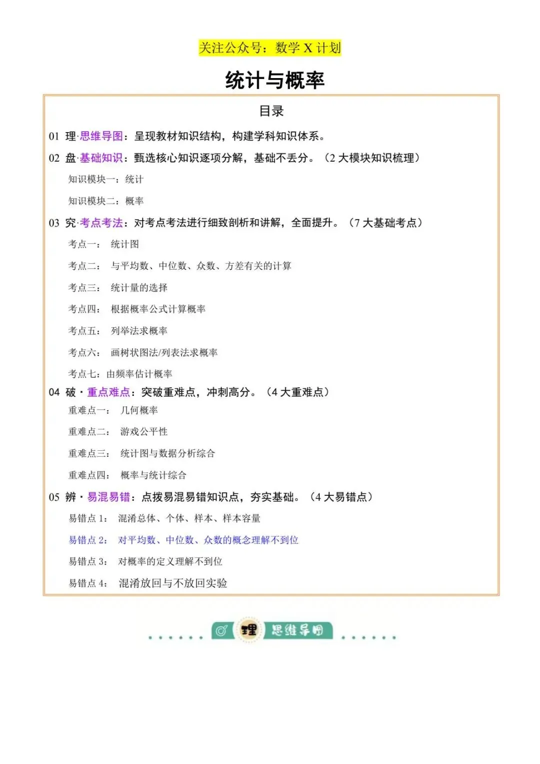 2026年数学中考难考及常考知识点: 统计与概率(2大模块知识梳理+7个考点+4个重难点+4个易错点)(原卷版) 第1张