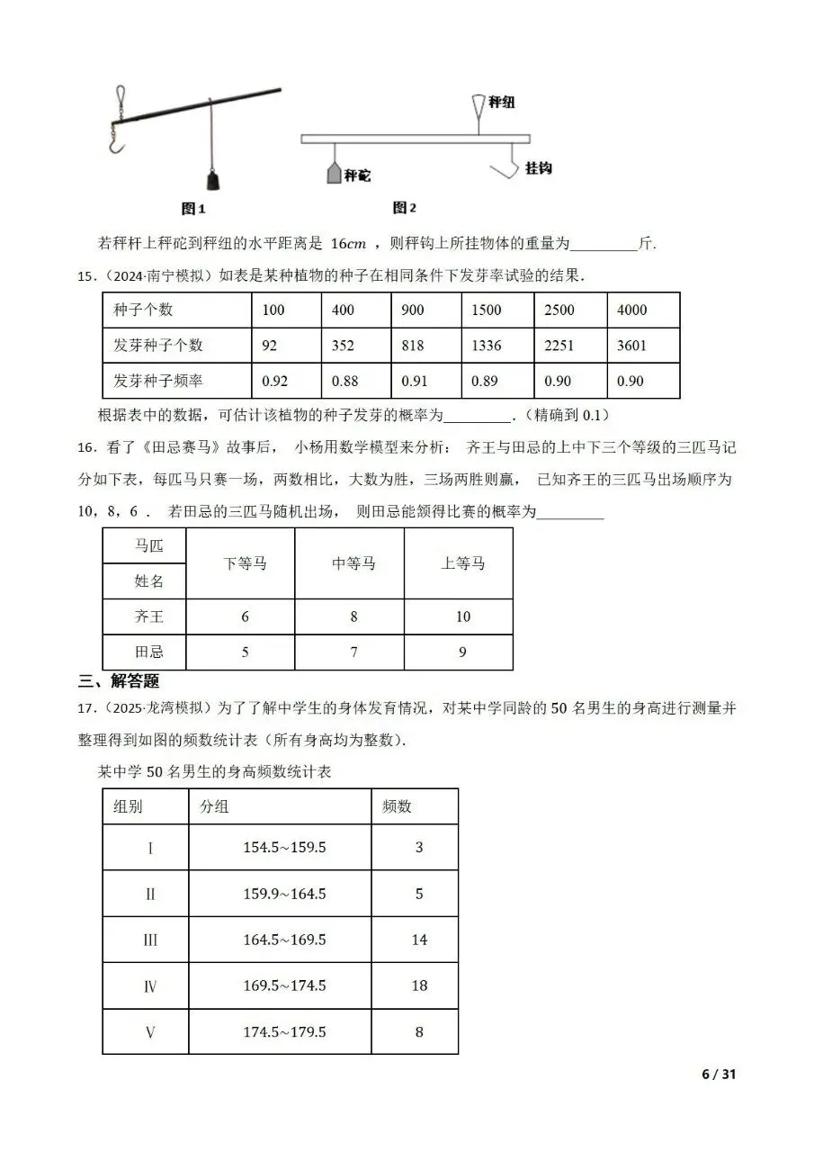 中考数学新考法专题练习表格信息提取 第6张