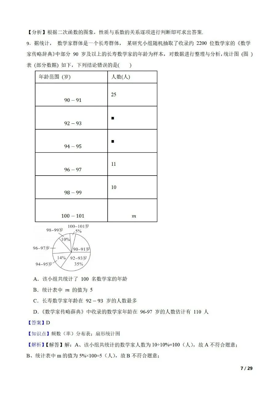 中考数学新考法专题练习表格信息提取 第20张