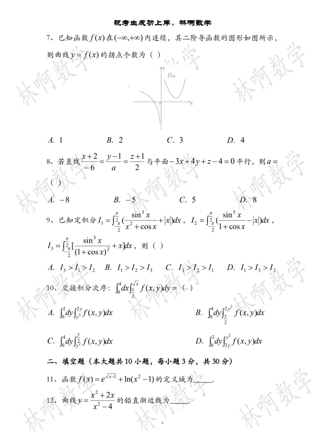 2026年辽宁专升本《高等数学》真题及答案 第2张