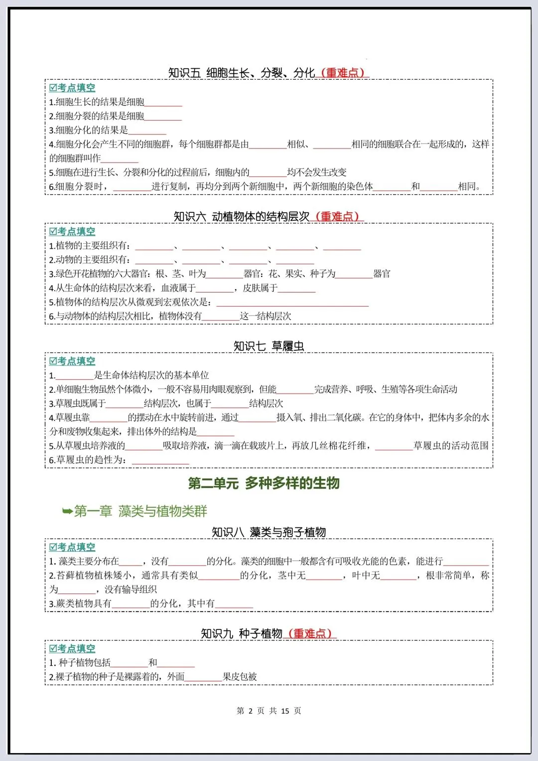 2026年中考生物知识点通关 第3张