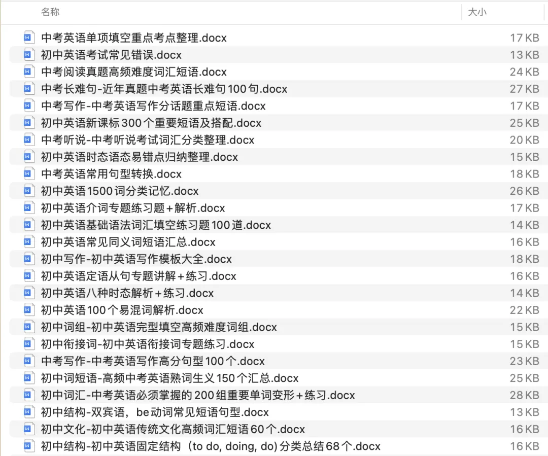 中考英语单项填空重点考点整理 第2张