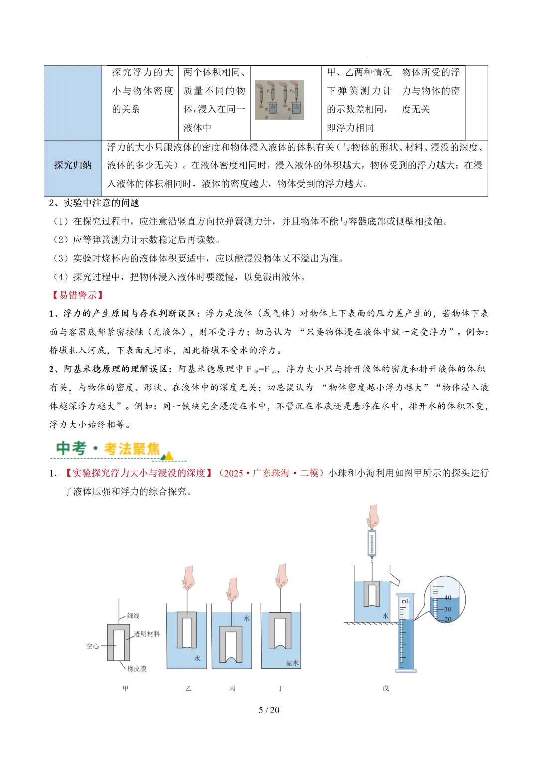 2026中考物理满分备考系列——【浮力】(超详细,含原文档) 第7张