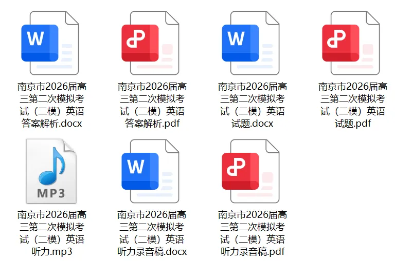 【重磅推荐】南京市2026届高三第二次模拟考试(二模)英语试题及答案解析(pdf&word高清双版;含听力音频与录音稿) 第3张