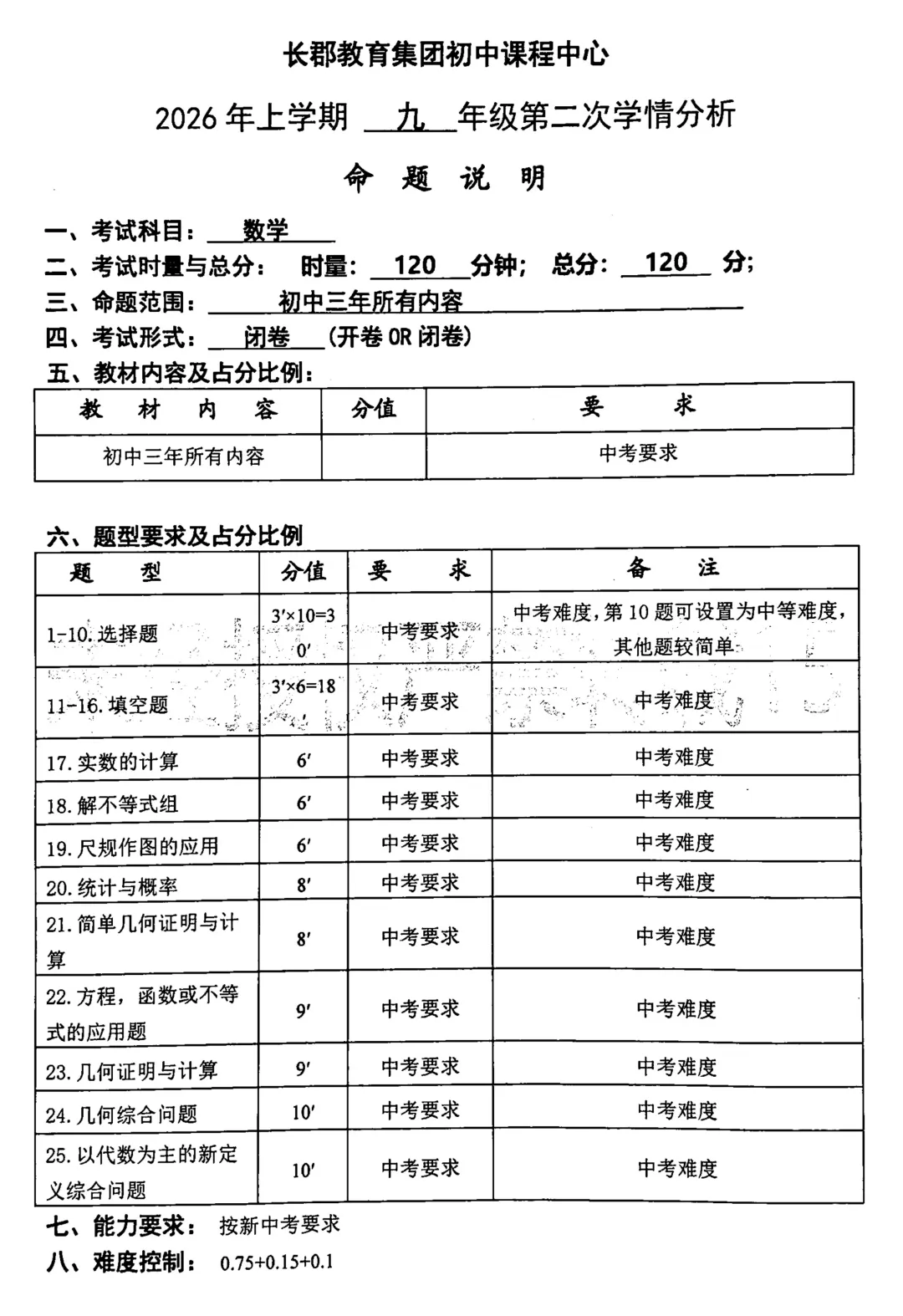 长沙中考 郡系二模、雅系一模安排出炉(附全科命题说明) 第4张
