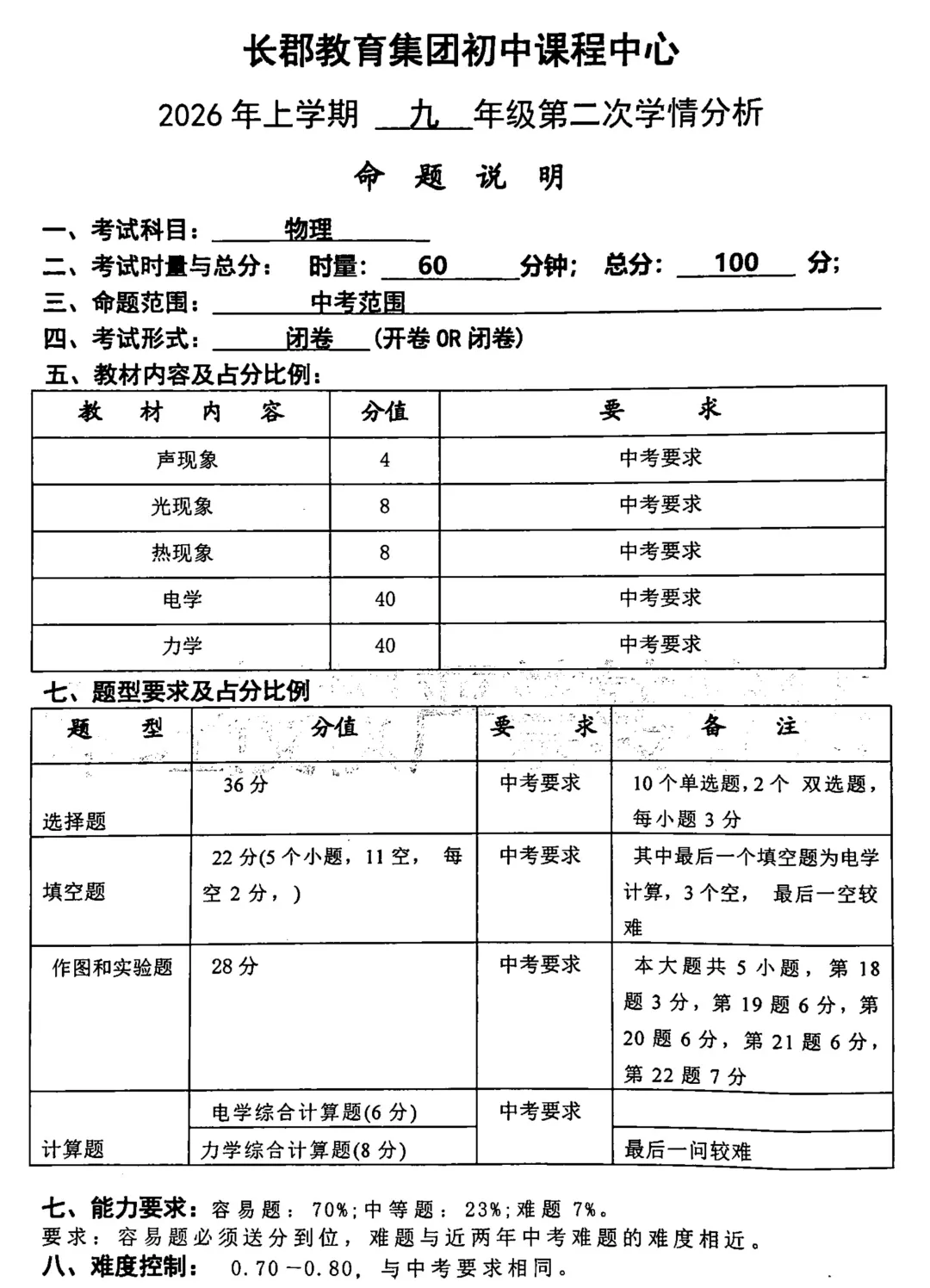 长沙中考 郡系二模、雅系一模安排出炉(附全科命题说明) 第5张