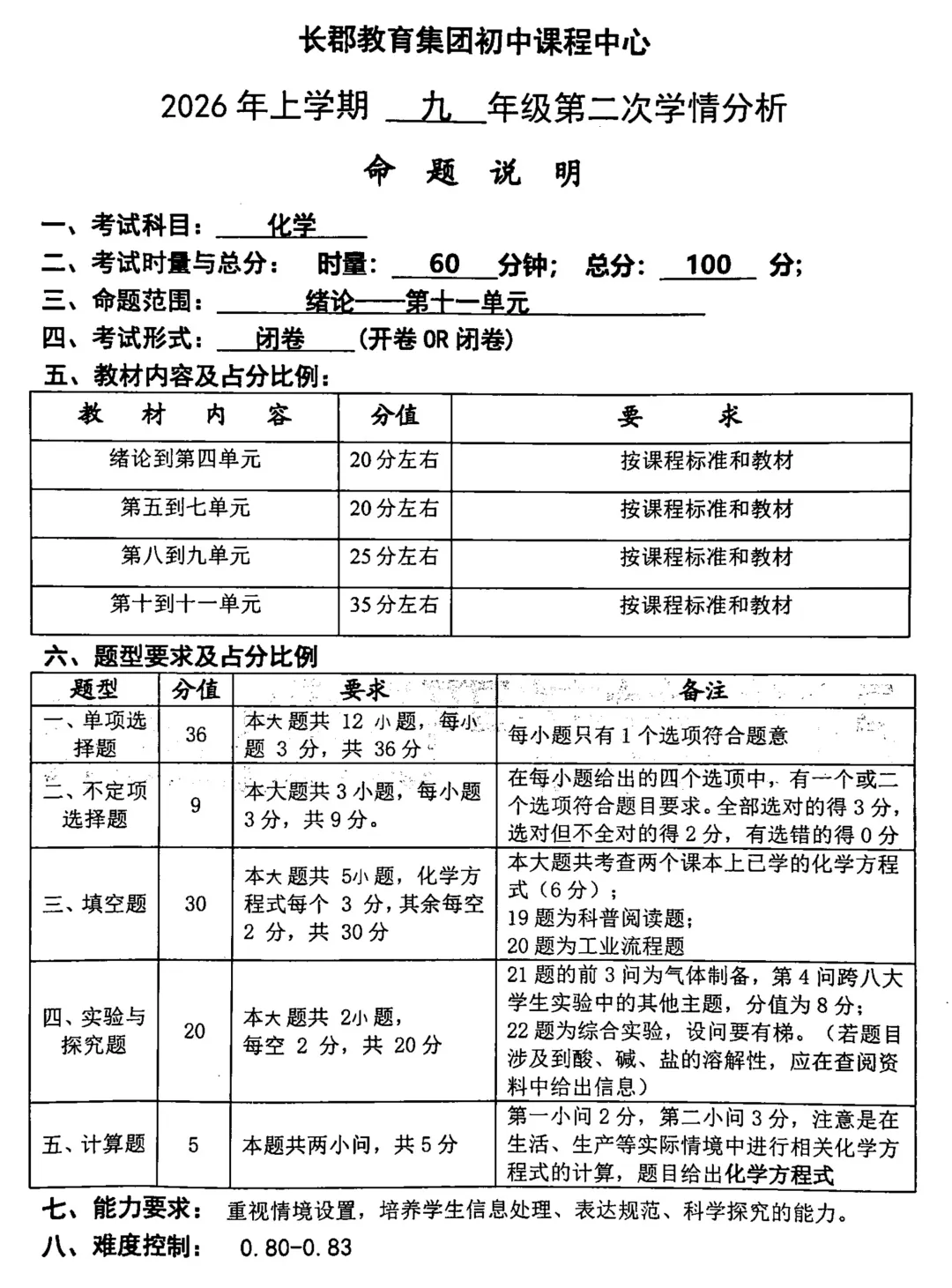 长沙中考 郡系二模、雅系一模安排出炉(附全科命题说明) 第6张