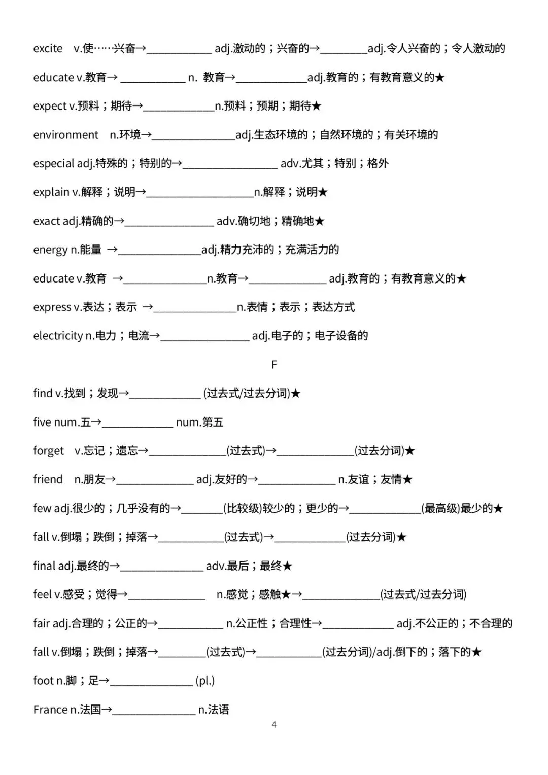 2026深圳中考高频词汇变形归纳(默写版) 第4张