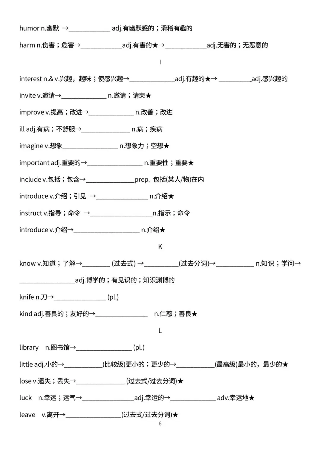 2026深圳中考高频词汇变形归纳(默写版) 第6张