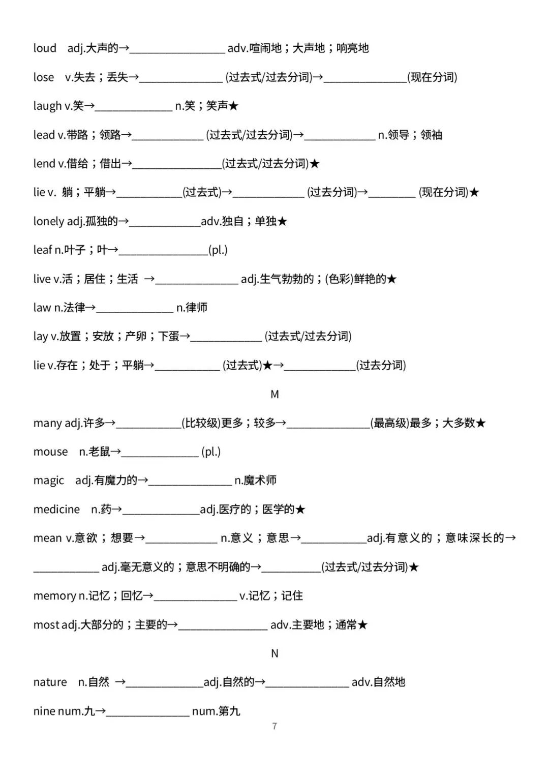 2026深圳中考高频词汇变形归纳(默写版) 第7张