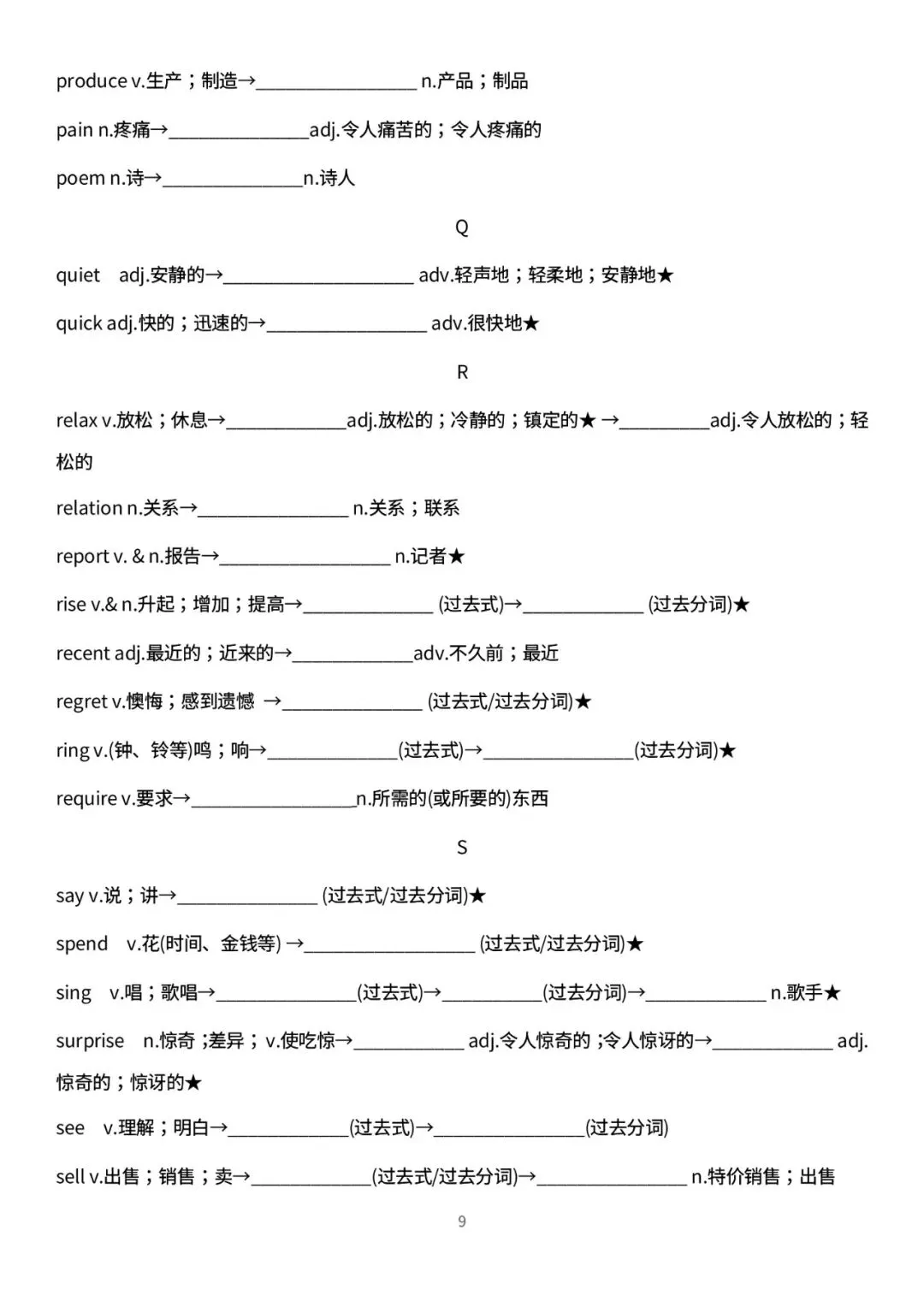 2026深圳中考高频词汇变形归纳(默写版) 第9张