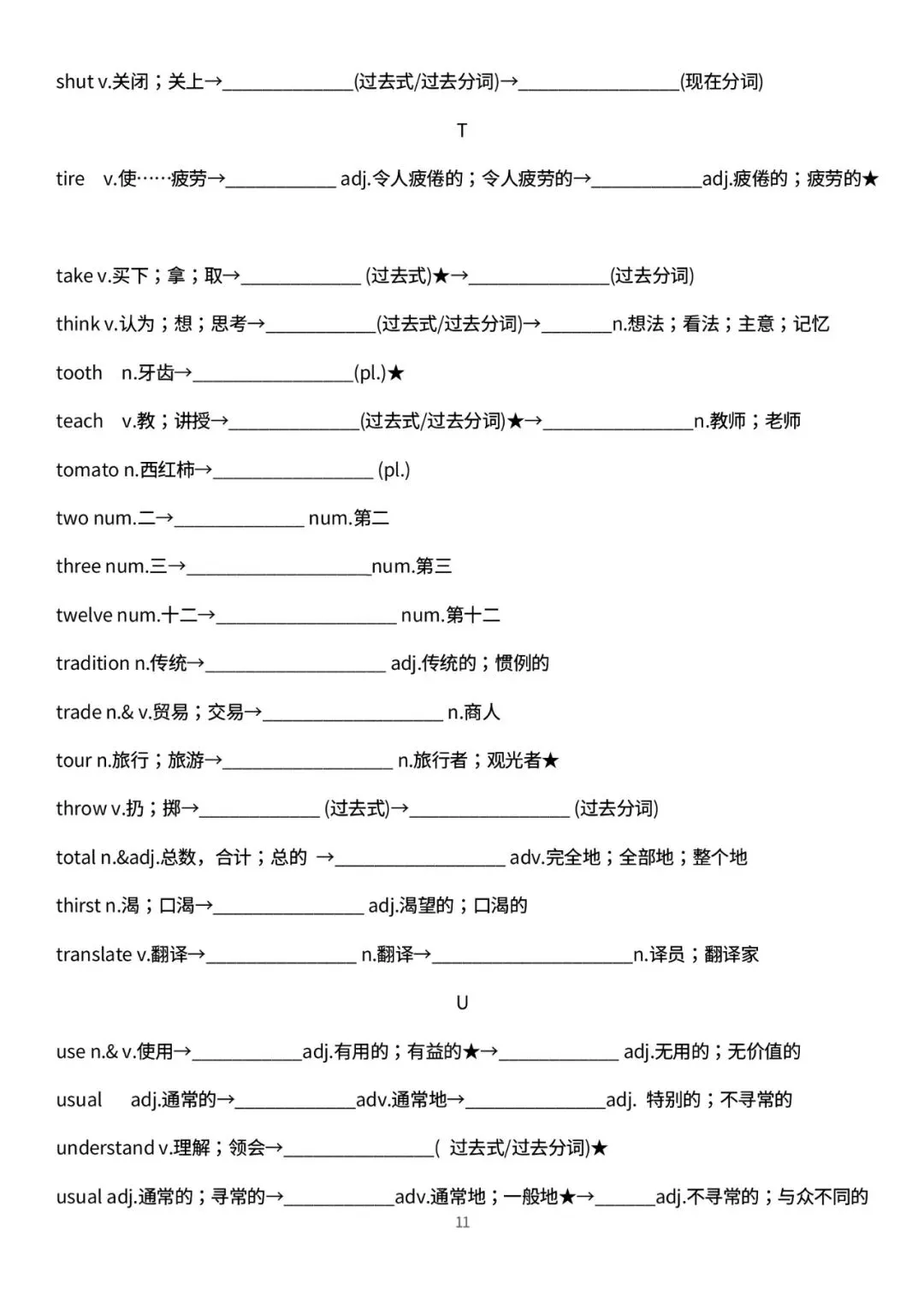 2026深圳中考高频词汇变形归纳(默写版) 第11张
