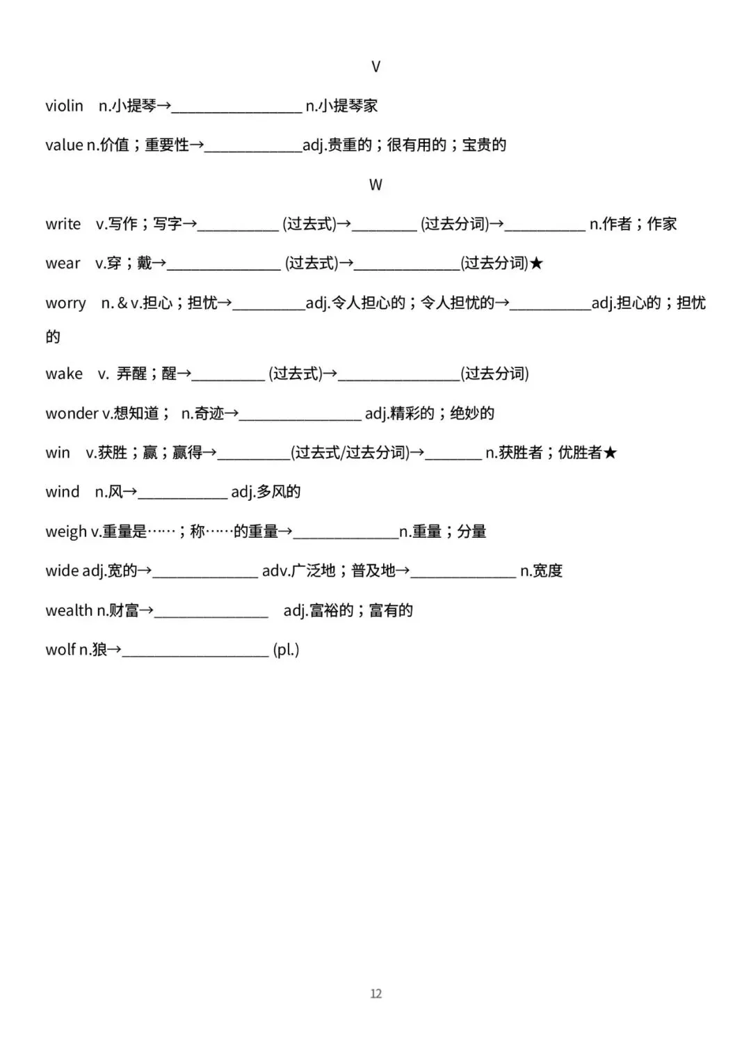 2026深圳中考高频词汇变形归纳(默写版) 第12张