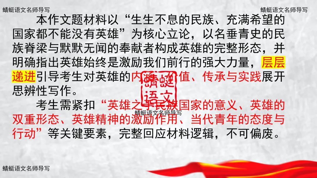 精评精析模考作文 | 材料作文 “英雄”导写与素材运用——2026年5月南通作文导写(附考场优作点评) 第8张