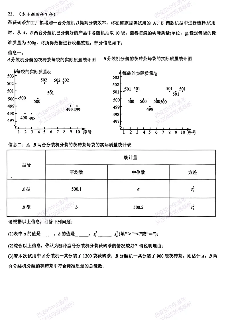 速练!最新名校模考!西安2026中考模拟:【西安交大附中分校】九年级四模【数学】免费下载 第12张