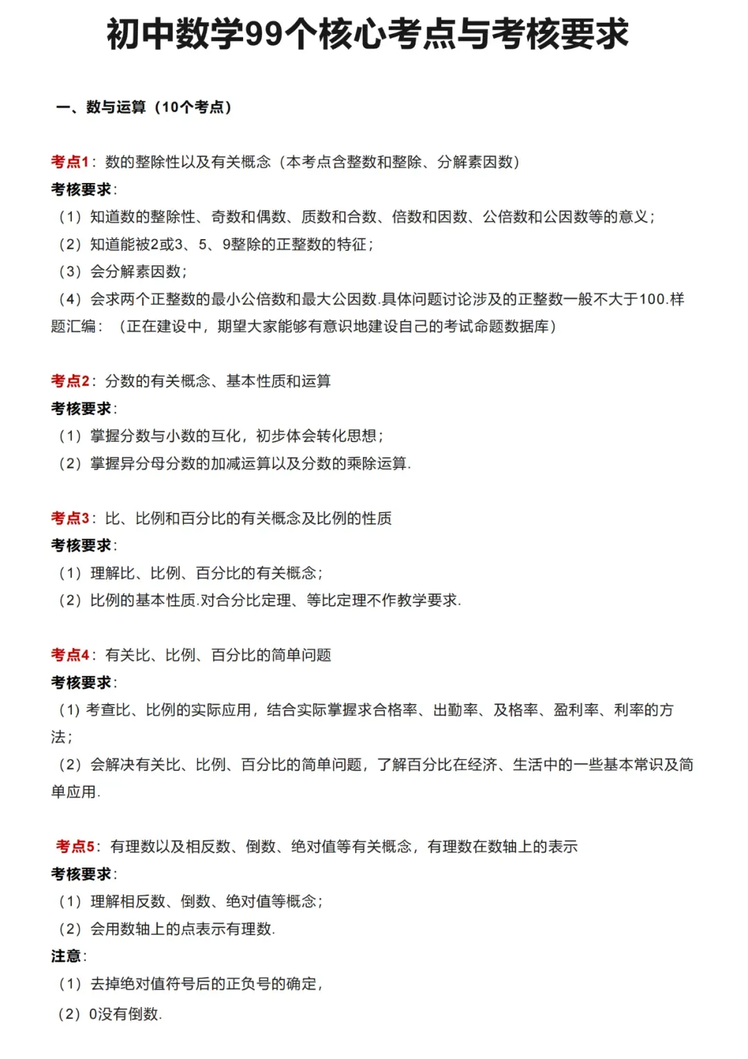 【中考数学】初中数学99个核心考点归纳梳理 第1张 【中考数学】初中数学99个核心考点归纳梳理 第1张