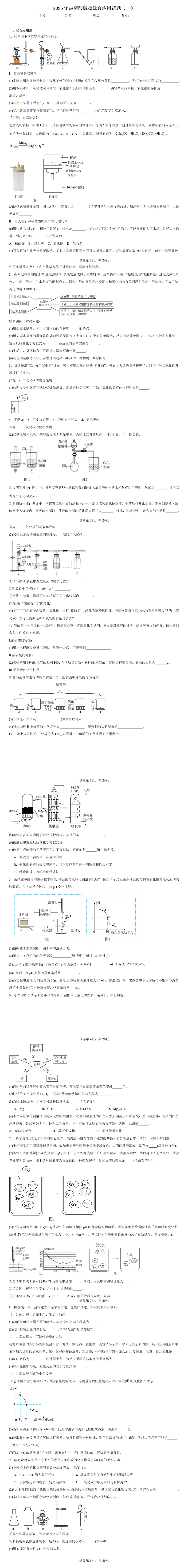 2026最新中考化学综合应用试题集选 第2张