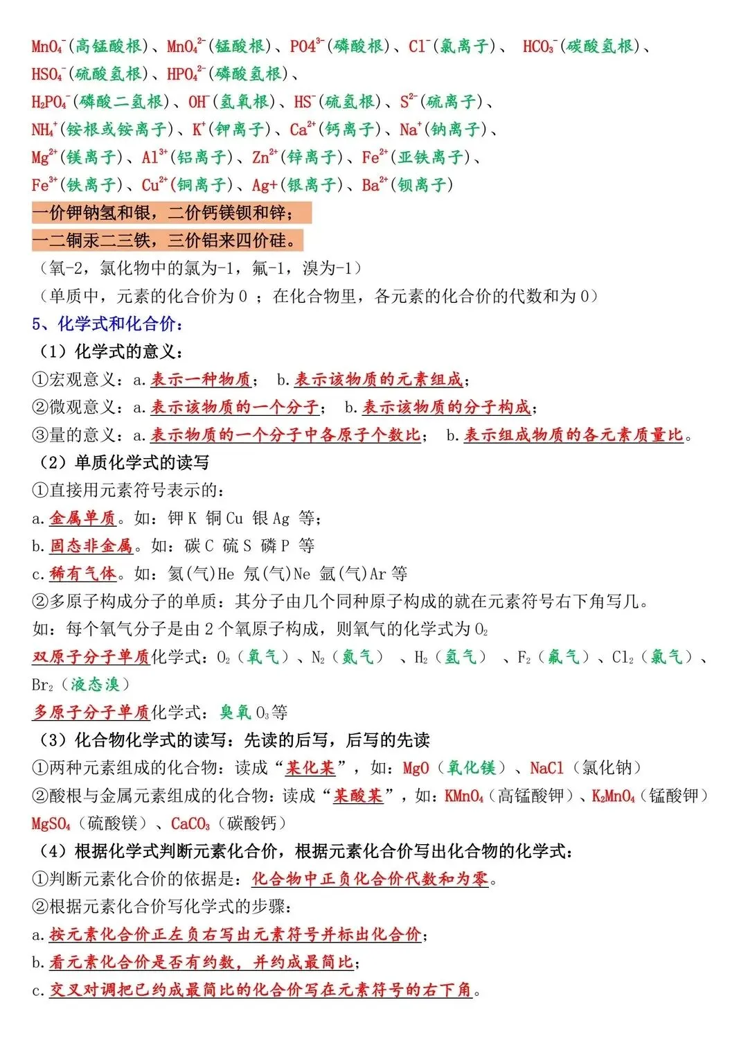 26新初中化学中考复习知识点总结笔记 第4张