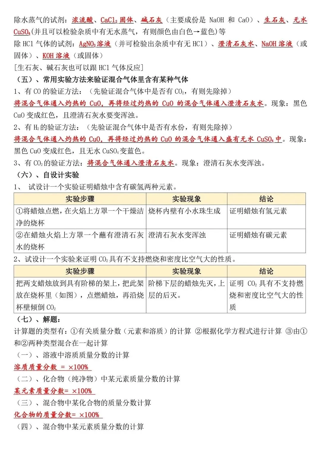 26新初中化学中考复习知识点总结笔记 第9张