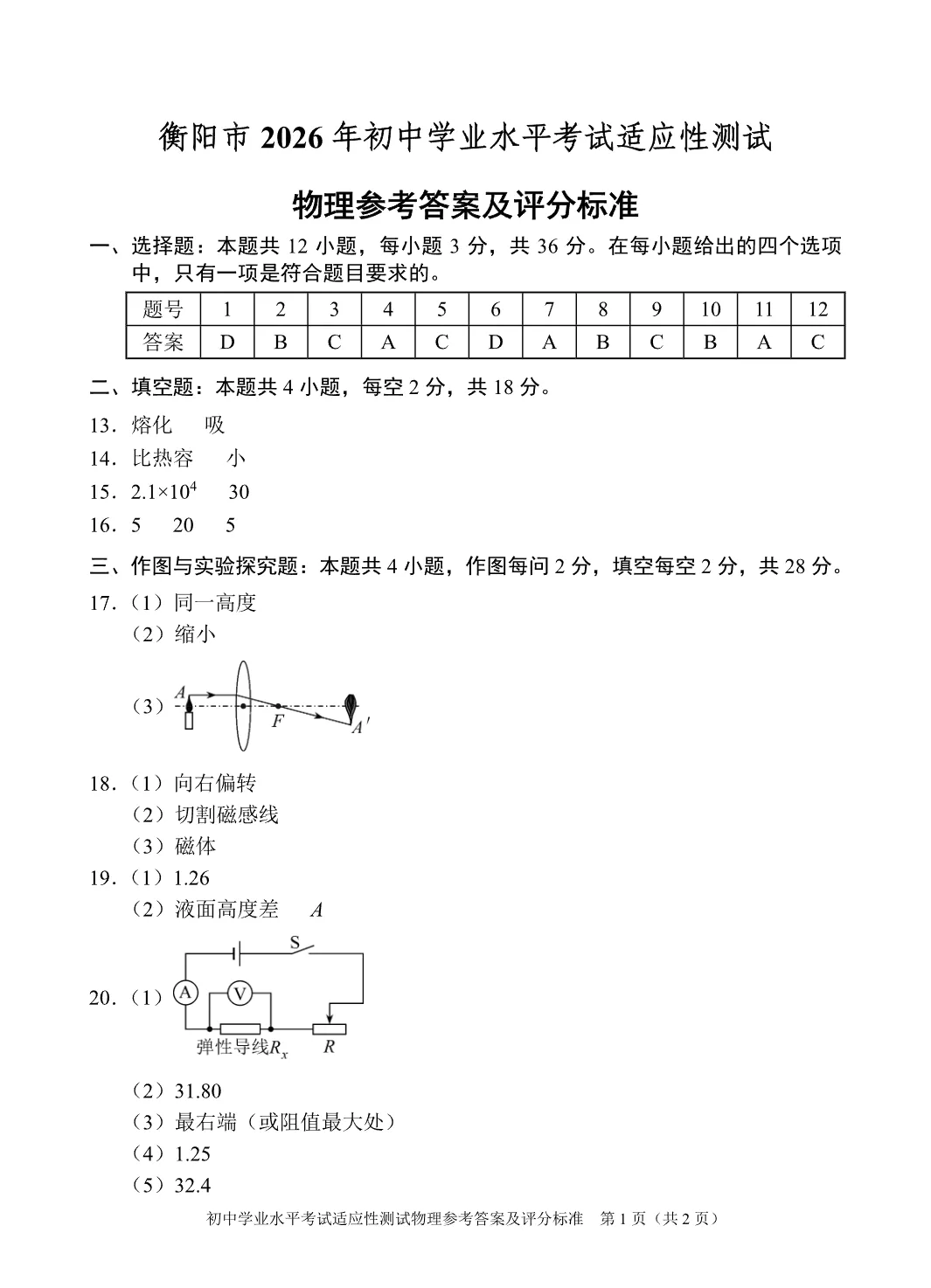 中考一模|湖南省衡阳市2025-2026学年九年级下中考一模考试真题(全科) 第14张 中考一模|湖南省衡阳市2025-2026学年九年级下中考一模考试真题(全科) 第14张