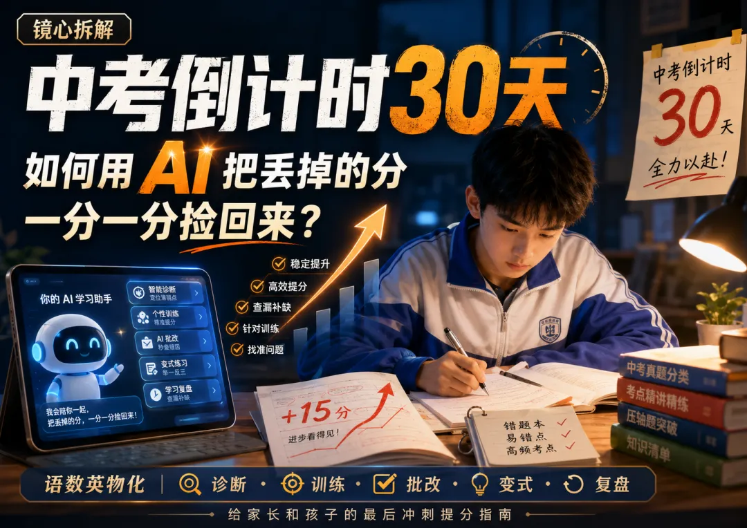 镜心拆解:中考倒计时30天,如何用 AI 把丢掉的分“一分一分”捡回来? 第1张