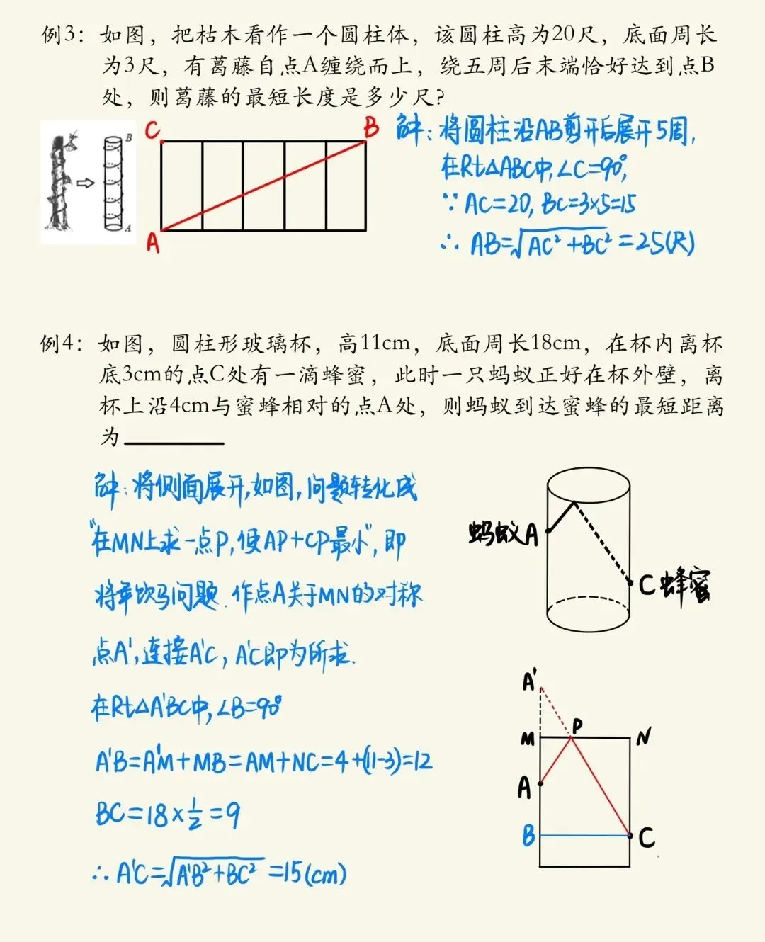 中考数学勾股定理典型题️蚂蚁爬行的最短路径问题 第2张
