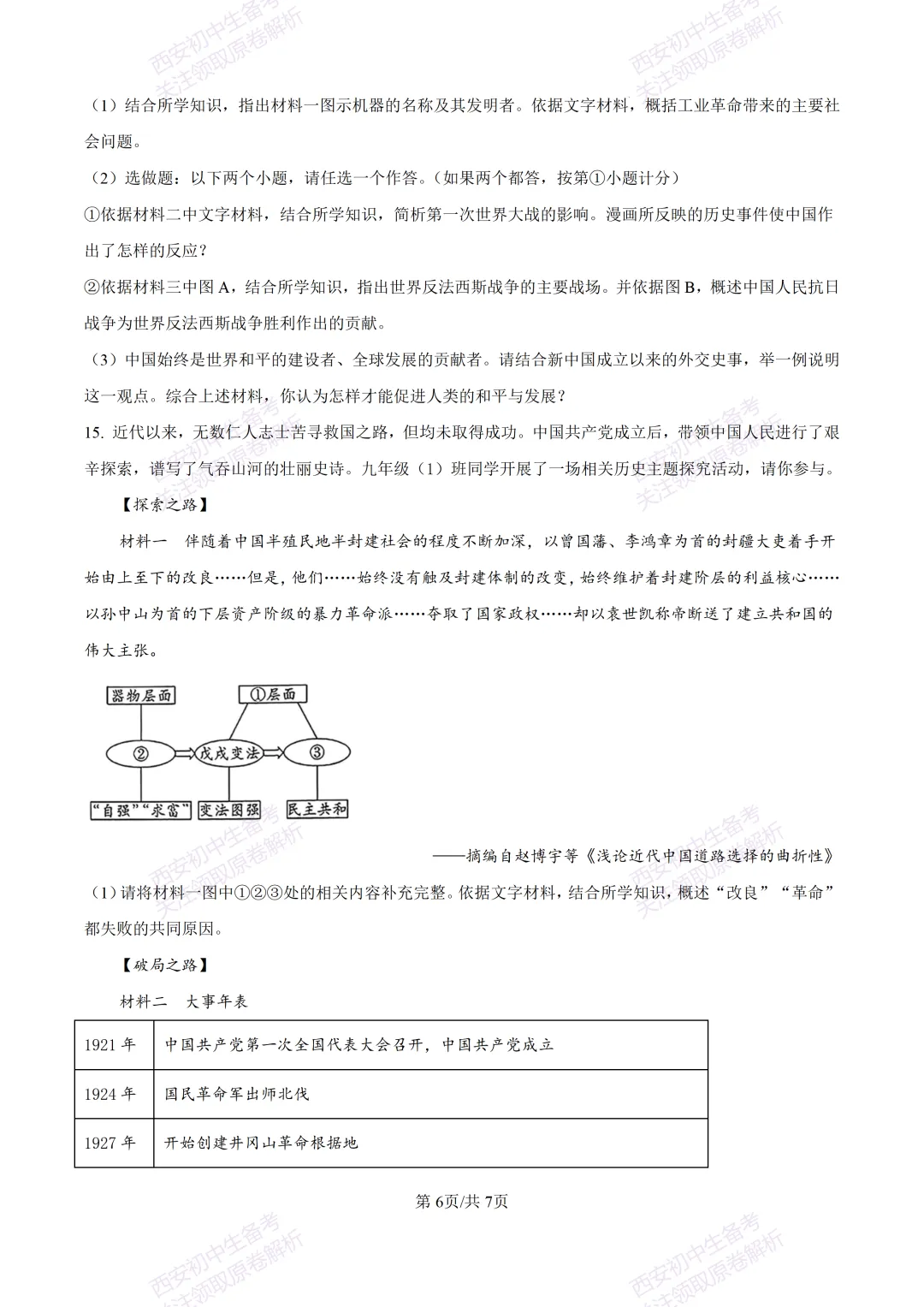 有答案!西安2026中考模拟:【西安高新一中陆港中学】九年级三模考试【历史】免费下载 第12张