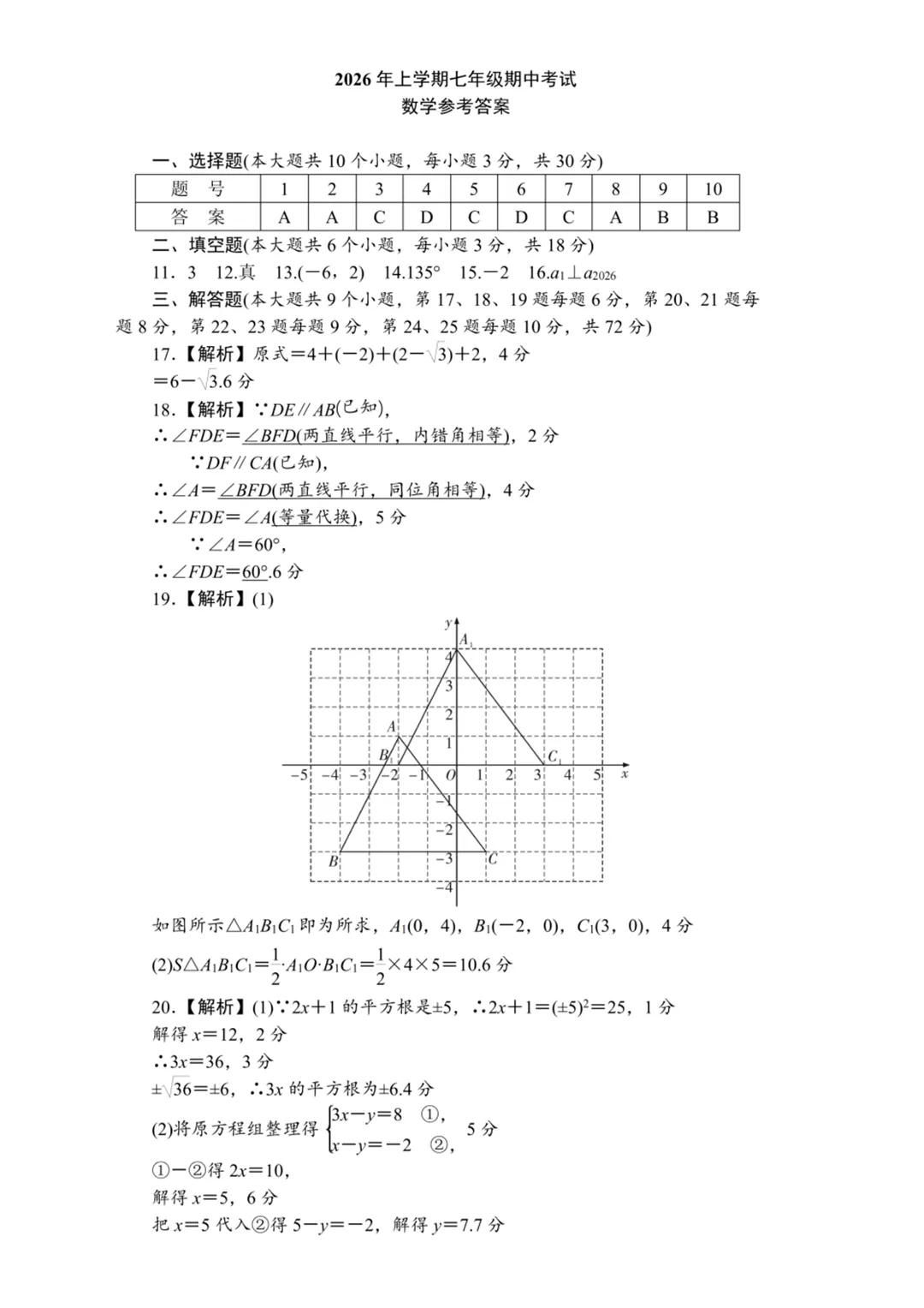 重磅!一中集团初一初二期中联考真题答案来了 第23张