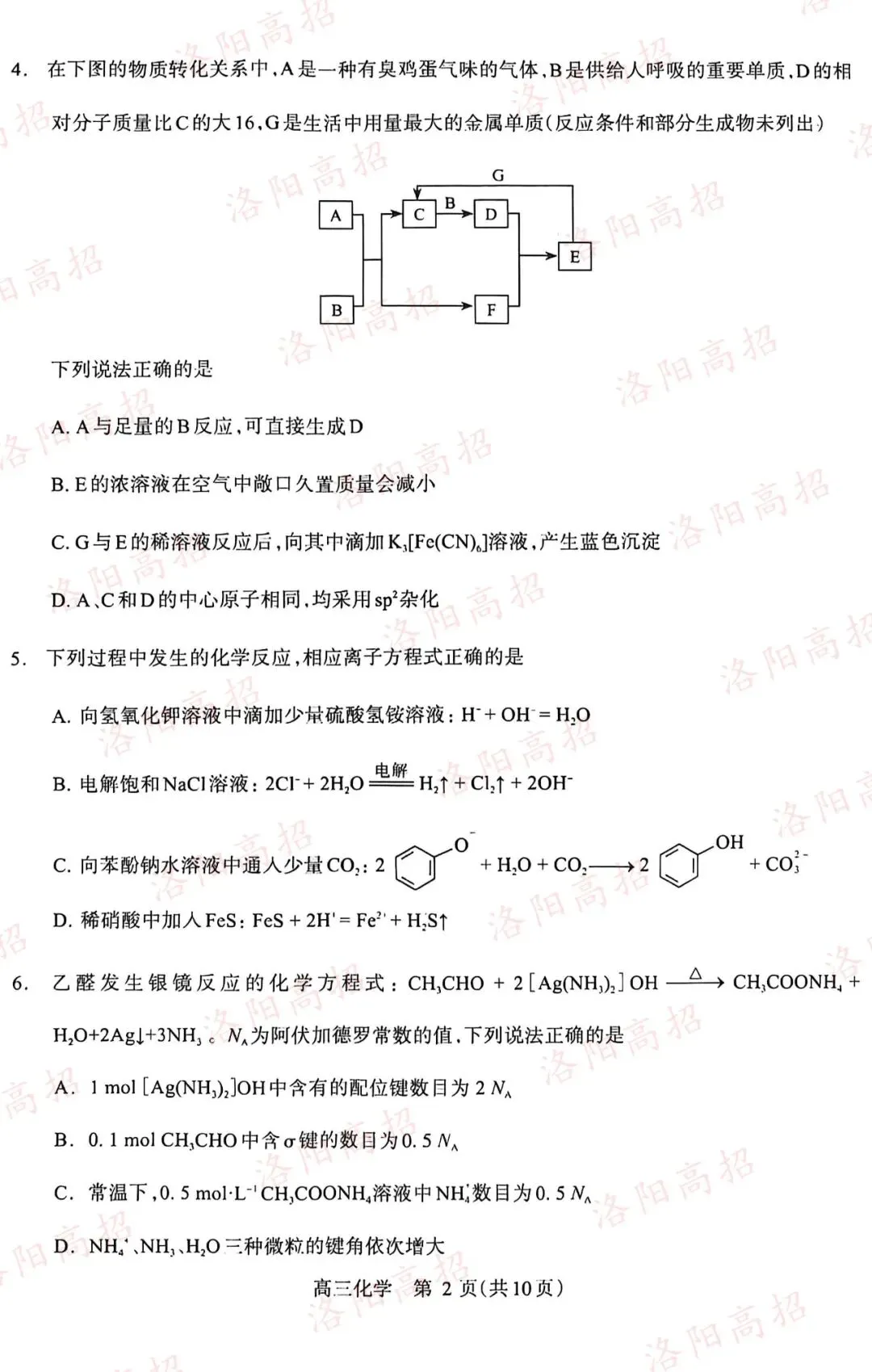 洛阳高三四测答案、试卷来了 第82张