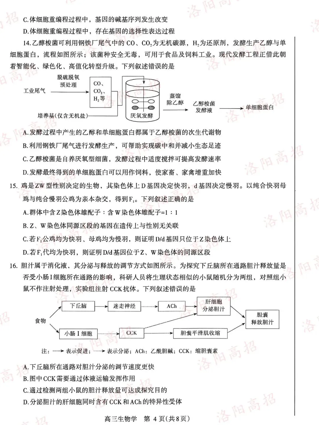洛阳高三四测答案、试卷来了 第94张