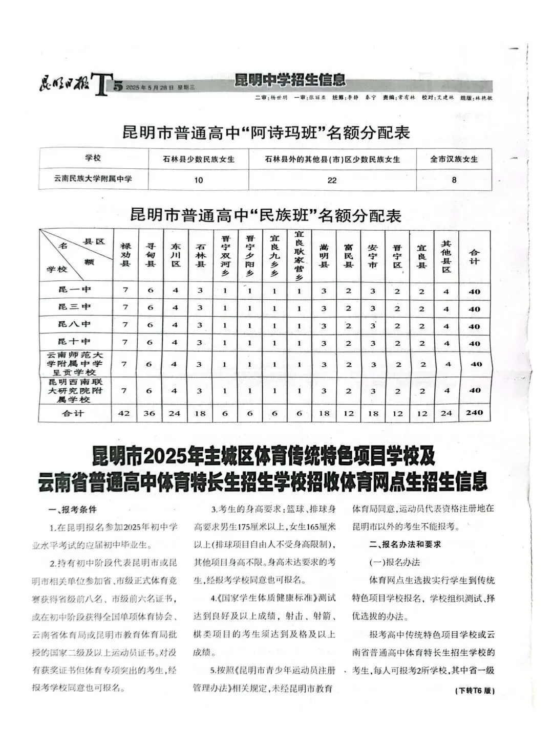 【2026中考】25年昆明中考各高中民族班、特长班、体网生招生简章(附25年招生信息报) 第29张