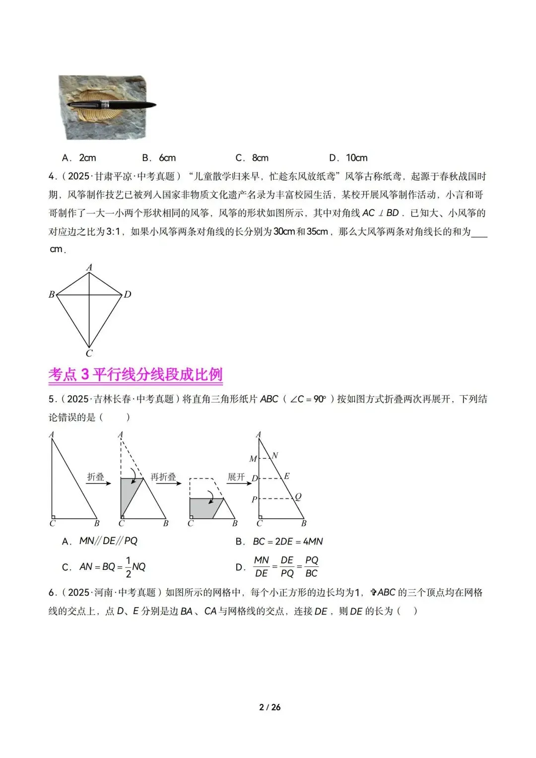 2026中考数学|相似三角形13大考点精选60题(可下载含解析) 第2张