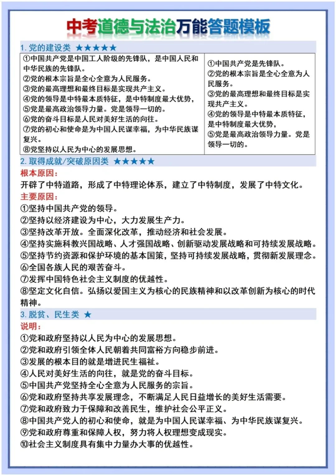 2026年中考道法万能答题模板 第1张