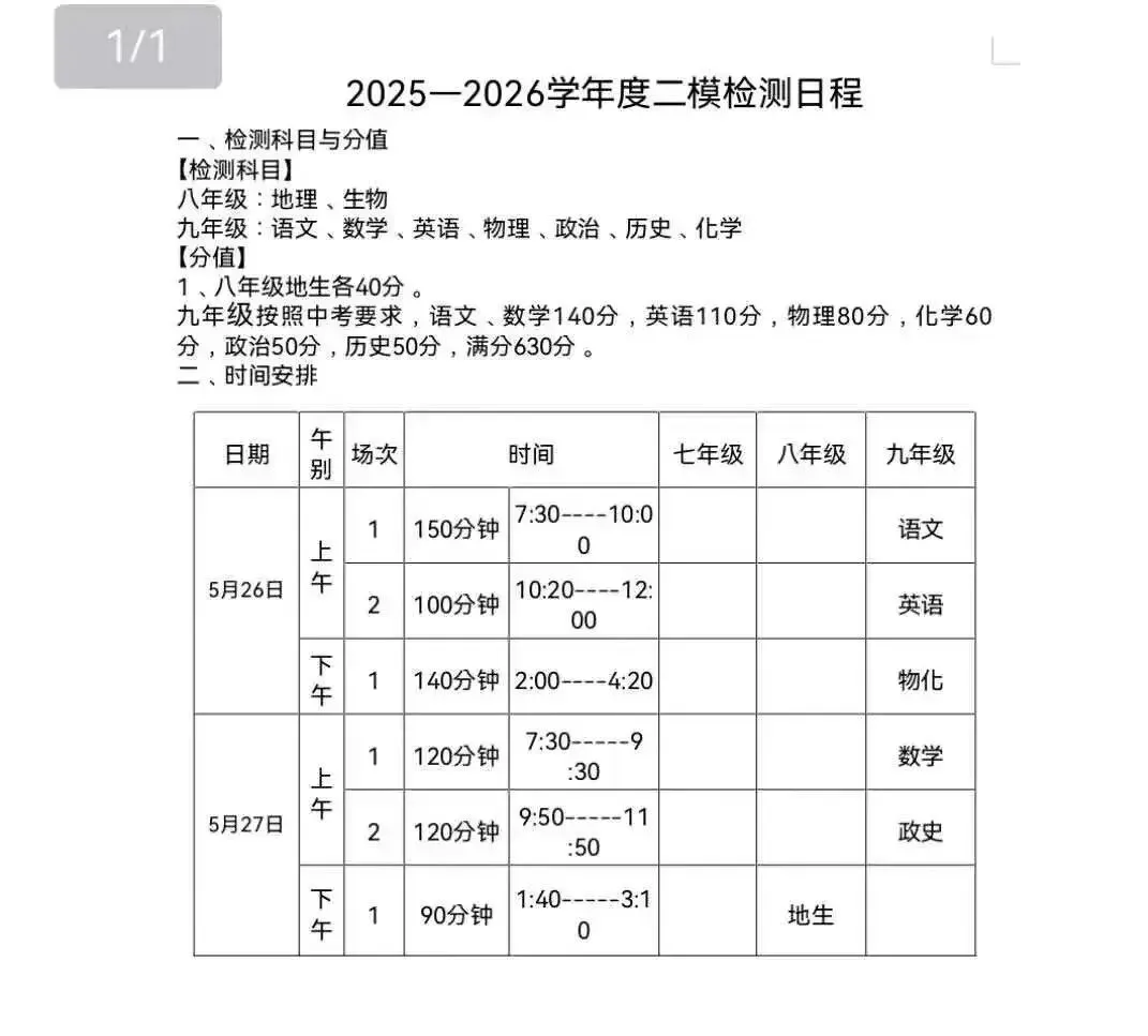 2026届徐州中考市区二模时间确定下来了! 第2张