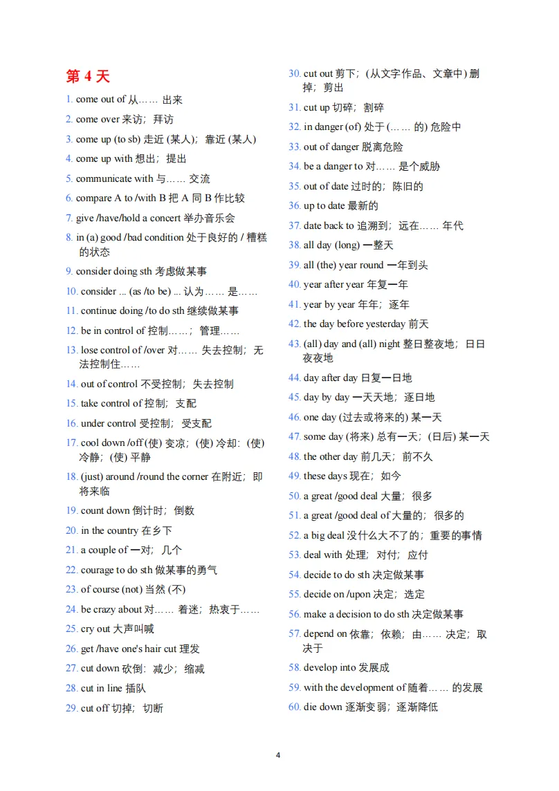 华育中学,上海中考英语新考纲配套【核心词组&句型】30天背诵计划 第9张