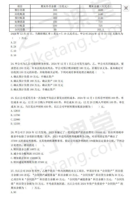 税务师——财务与会计2025年真题(回忆版)) 第5张