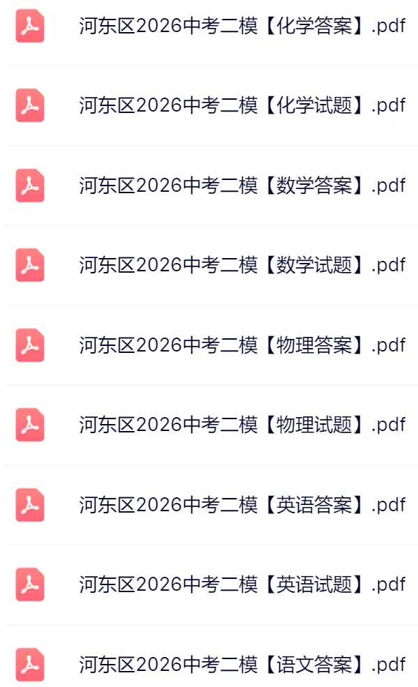 2026天津河东区中考二模真题及答案 第3张