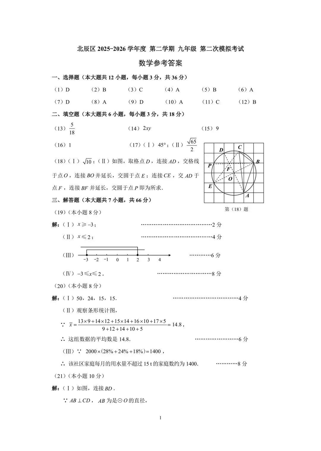 2026天津北辰区初三数学二模试卷及答案 第9张