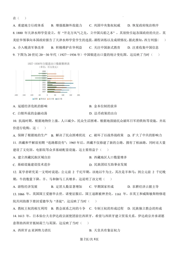 【高考真题】2025年福建高考历史真题试卷及答案解析(PDF电子版免费分享) 第2张